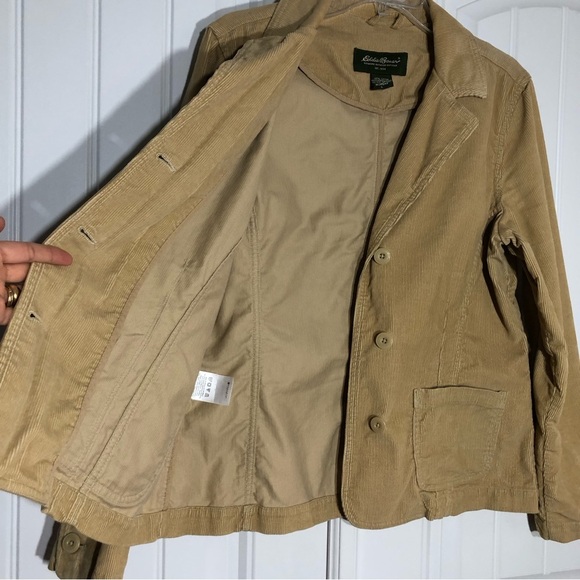 Eddie Bauer Womens Buttoned Front Pockets Corduroy Tan Jacket Size L - Picture 5 of 11